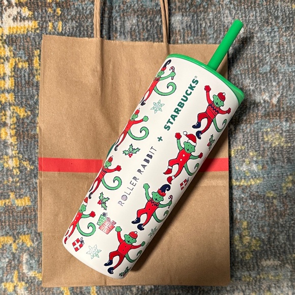 Starbucks Other - Starbucks Roller Rabbit Festive Tumbler - White and Green